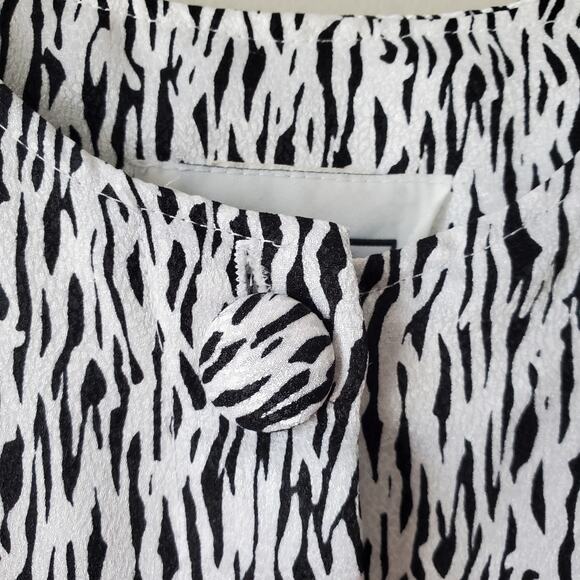 Christina Grant 80s Retro Pencil Dress M White Black Chic Career Statement - Picture 3 of 9